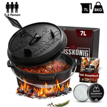 Rustikaler Dutch Oven mit Deckelheber und Standfüßen