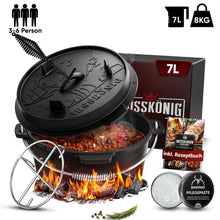 Rustikaler Dutch Oven mit Deckelheber und Standfüßen
