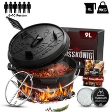 Rustikaler Dutch Oven mit Deckelheber und Standfüßen