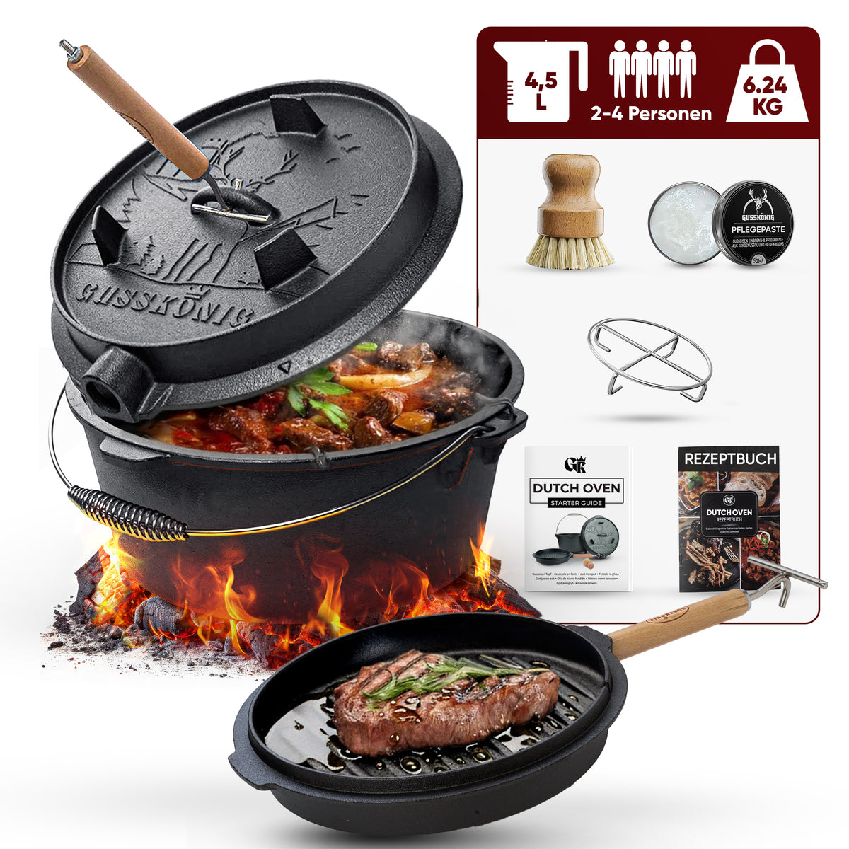 Dutch Oven Set – inkl. 2in1 Deckelheber