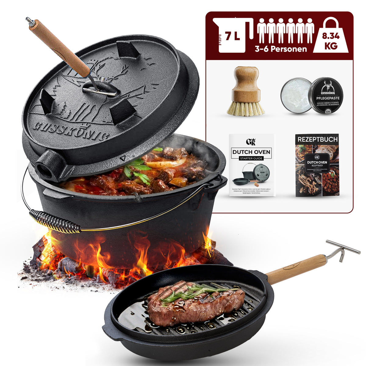 Dutch Oven Set – inkl. 2in1 Deckelheber