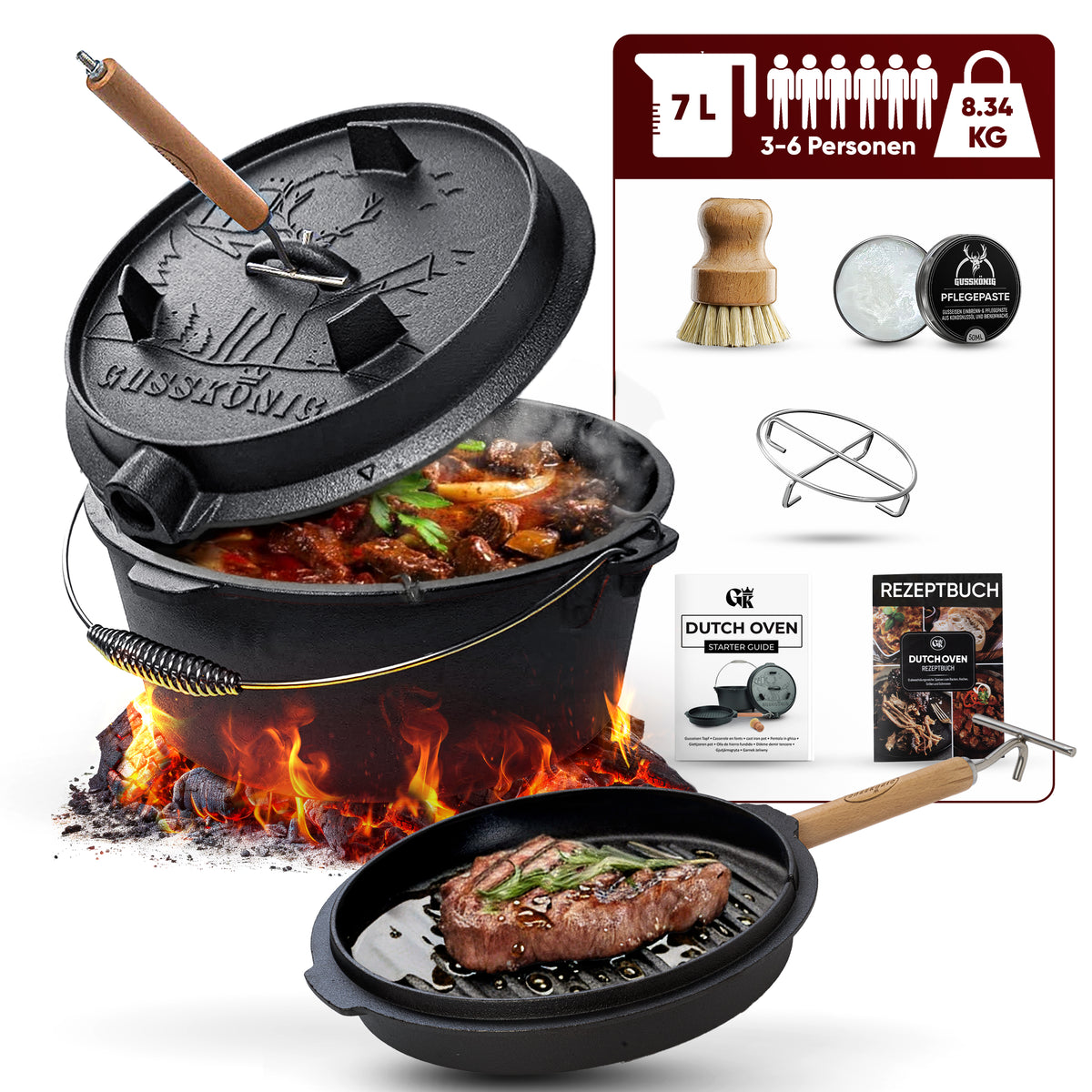 Dutch Oven Set – inkl. 2in1 Deckelheber