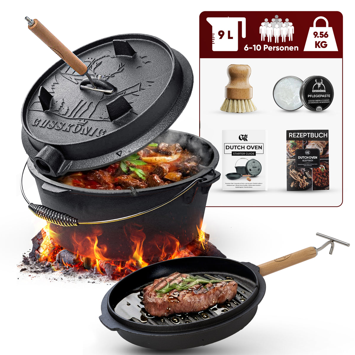 Dutch Oven Set – inkl. 2in1 Deckelheber