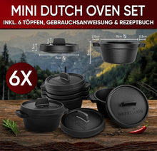 Dutch Oven Set Mini- 6x 300ml & 4x 300ml Gusseisen Mini Topf mit Deckel