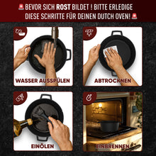 Gusseisen Wok Pfanne 36 cm - mit Grillhandschuhe