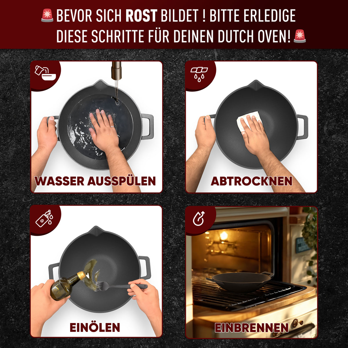 Gusskönig Gusseisen Wok Pfanne 35 cm