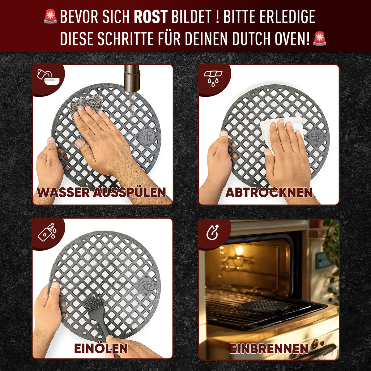 Gusseisen Grillrost mit Beinen (Ø30 cm)
