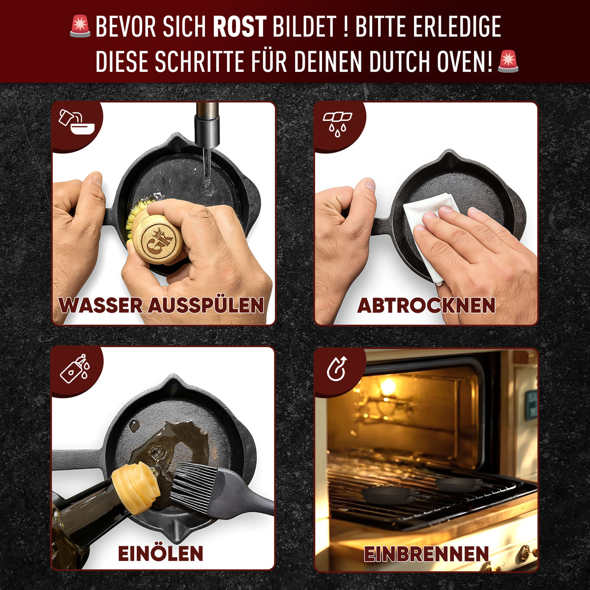 GUSSKÖNIG Gusseisen Grillpfännchen für Grill  - 2x kleine Pfanne