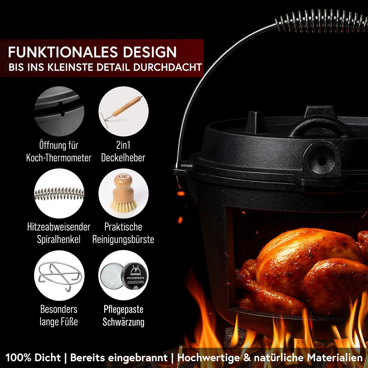 Dutch Oven Set – inkl. 2in1 Deckelheber