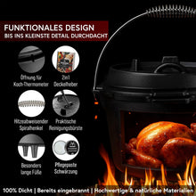 Rustikaler Dutch Oven mit Deckelheber und Standfüßen