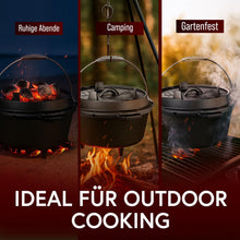 Rustikaler Dutch Oven mit Deckelheber und Standfüßen