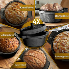 GUSSKÖNIG Mini Gusseisen Brotbackform Set – [6x, 4x] 300ml Brotbacktopf mit Deckel