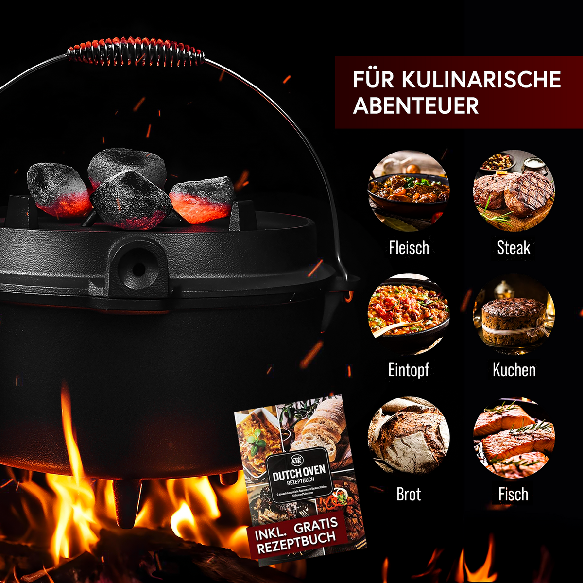 Dutch Oven Set – inkl. 2in1 Deckelheber