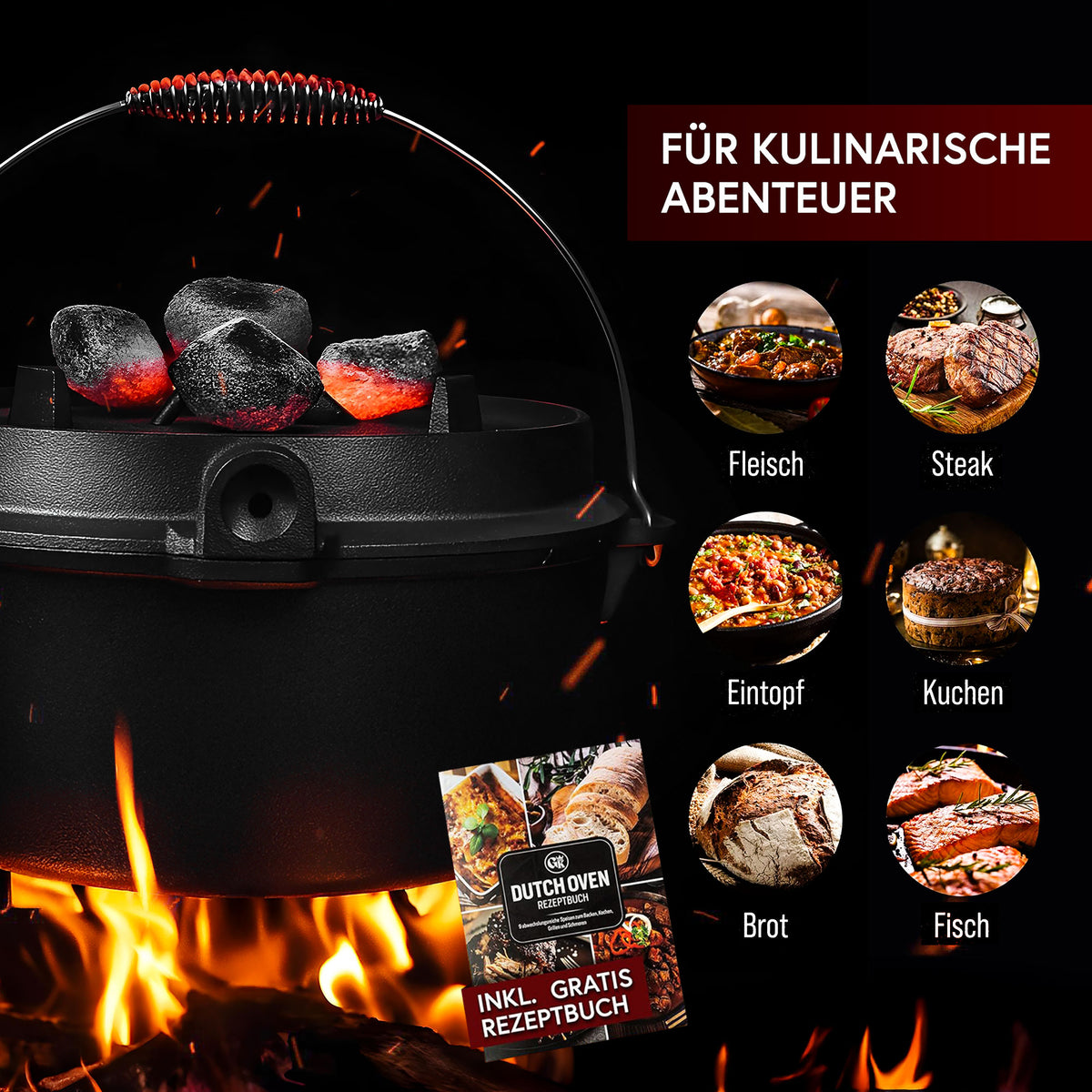 Dutch Oven Set – inkl. 2in1 Deckelheber