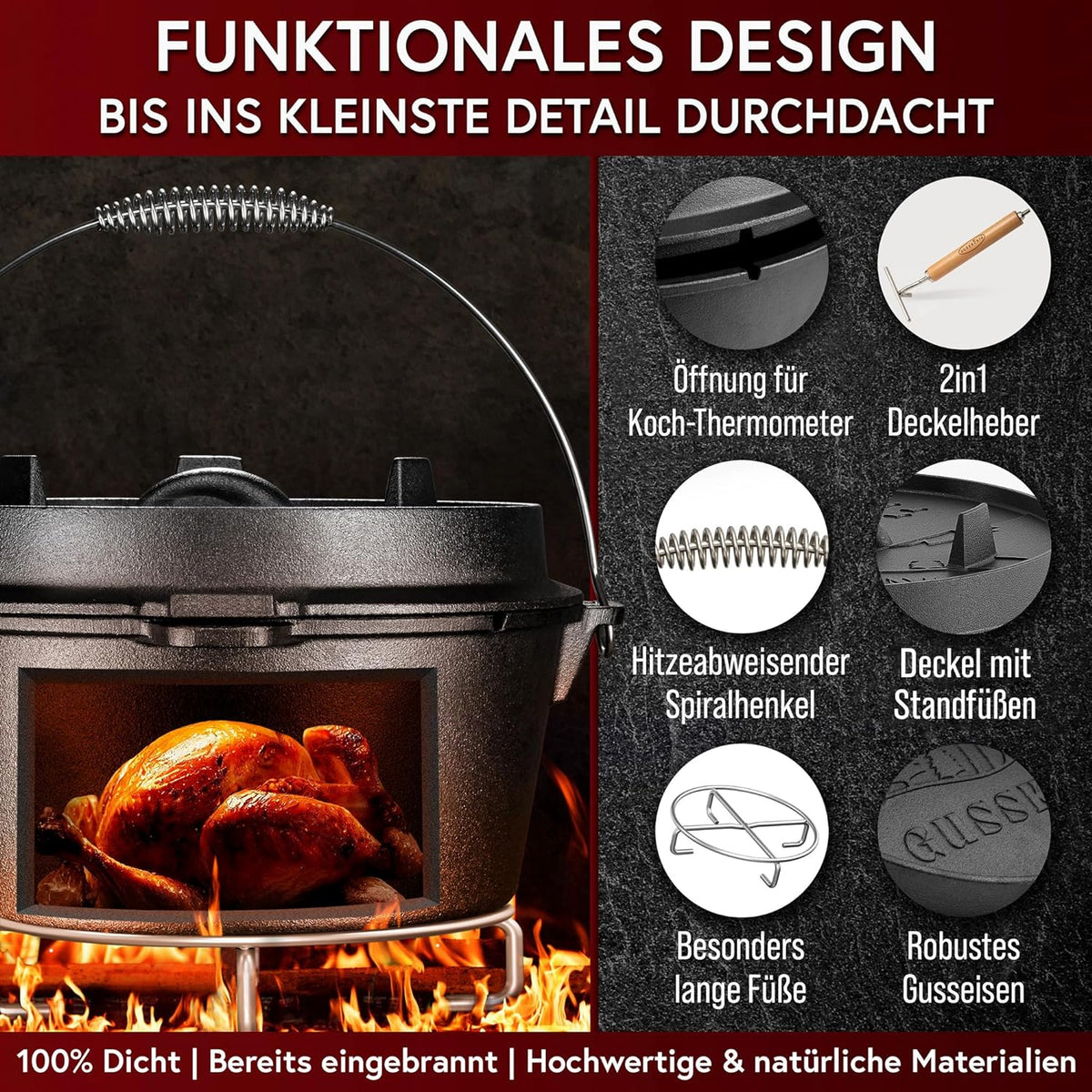 Gusseisen Topf-Set – Ideal zum Braten, Grillen & Schmoren
